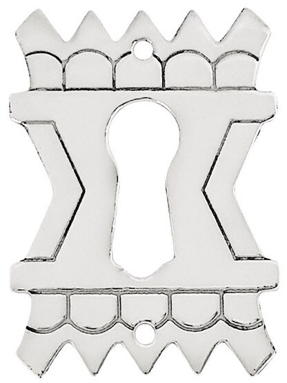1 1/2 inch x 1 inch Eastlake Style Key Hole Escutcheon in Polished Nickel.